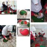 ❇️ زنگ خیاطی کودک  ✅آماده سازی و تزیین مدرسه با قاب عکسهای طرح ترمه و قرار دادن عکس شهدا در بین آنها به مناسبت ایام الله دهه فجر